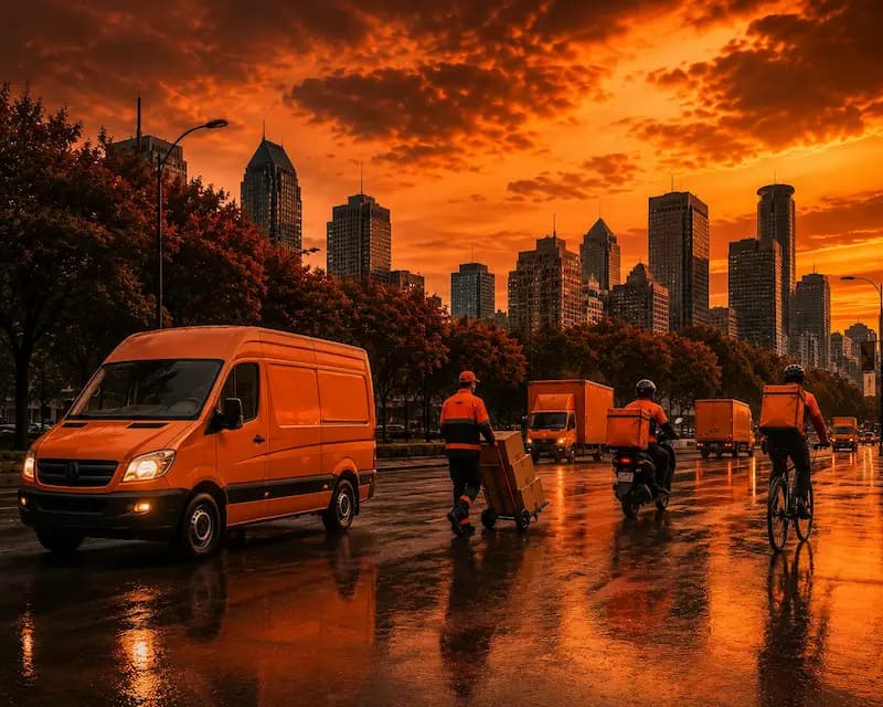 fleet management solution for last-mile delivery fleets with live GPS tracking, driver monitoring, and delivery optimization. - Dark Theme