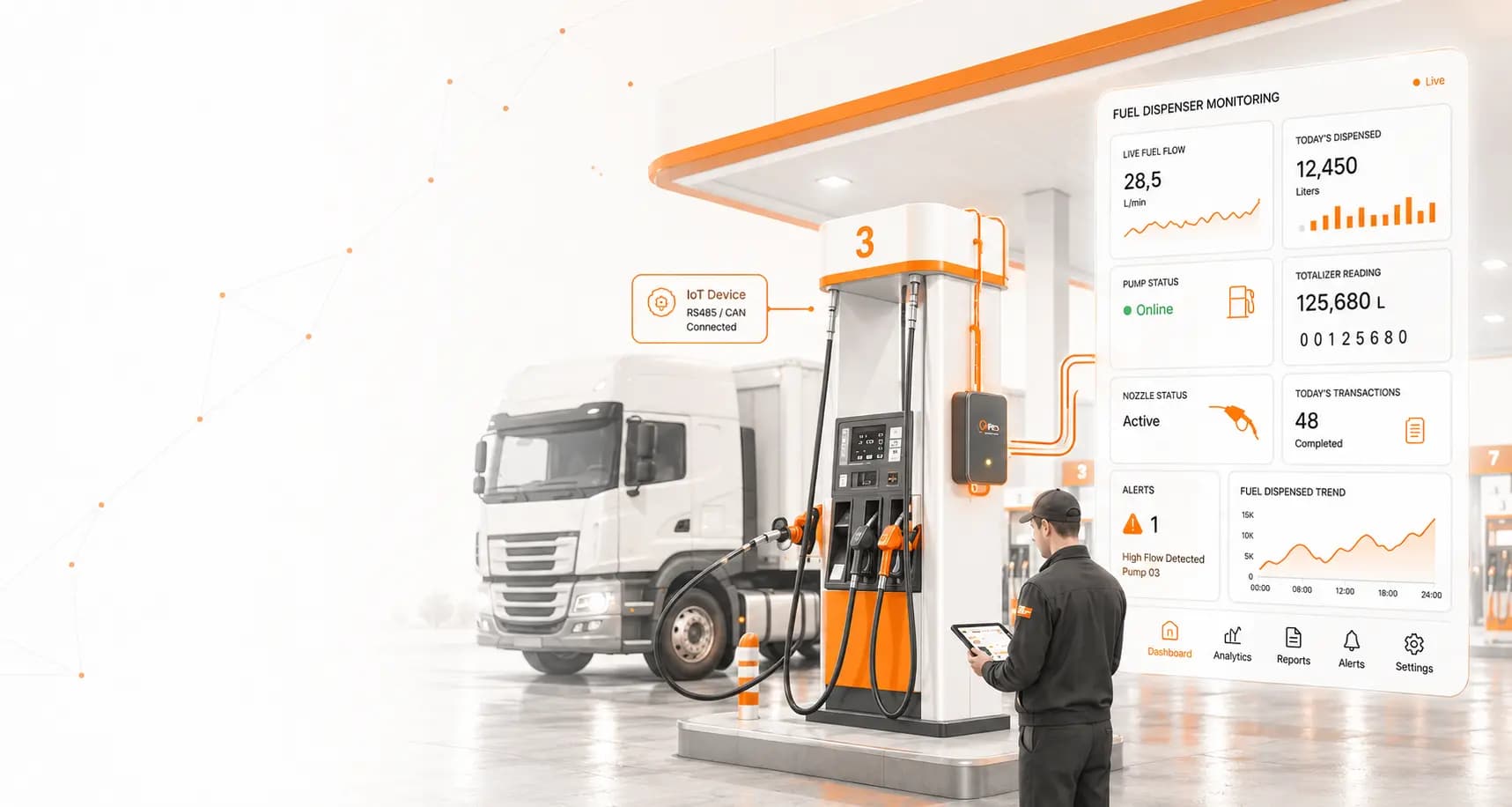 Fuel dispenser with real-time monitoring overlay