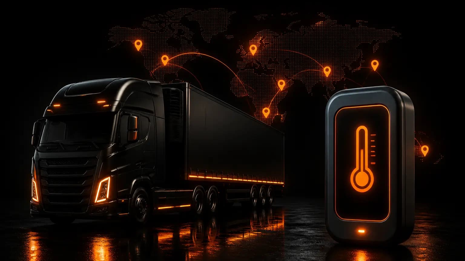 GPSCop IoT temperature monitoring hardware with a refrigerated truck and connected sensor