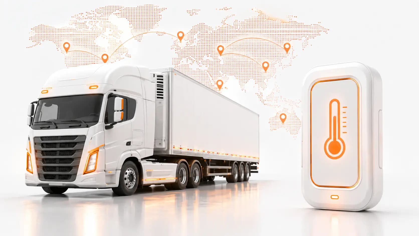 GPSCop IoT temperature monitoring hardware with a refrigerated truck and connected sensor