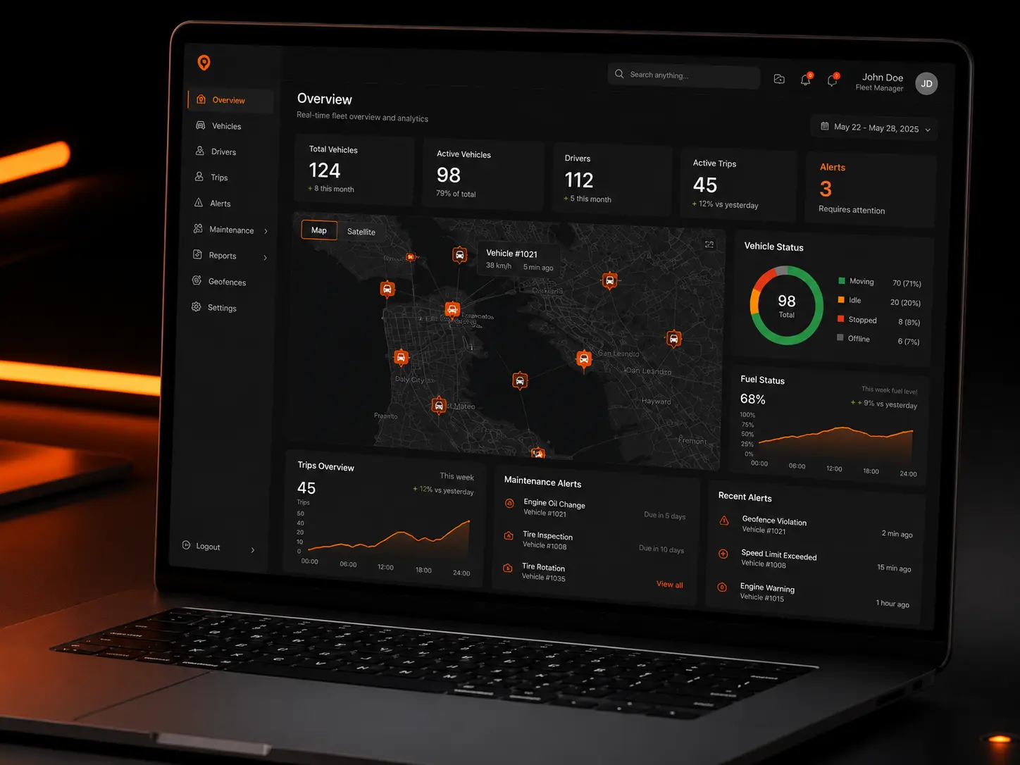 Fleet Dashboard - Dark Theme
