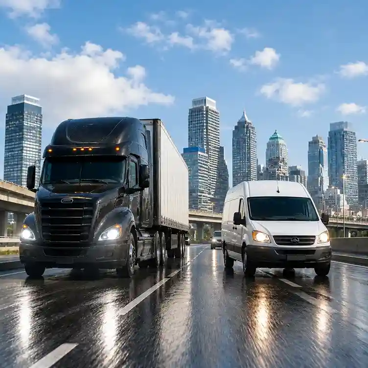 fleet management software offering GPS tracking for commercial vehicles, IoT integration, analytics, and fleet efficiency improvements - Light Theme