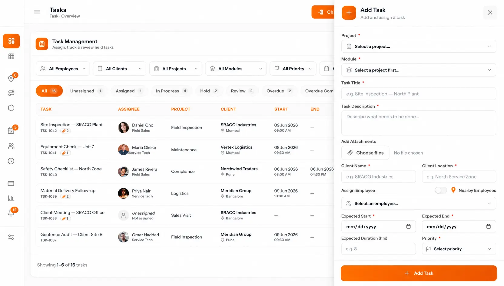 Quick Dispatch — GPSCop workforce tracking interface