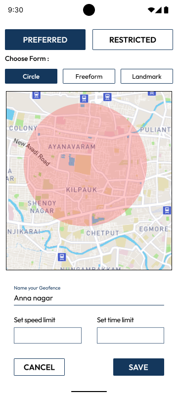 Geo-fencing Setup Interface