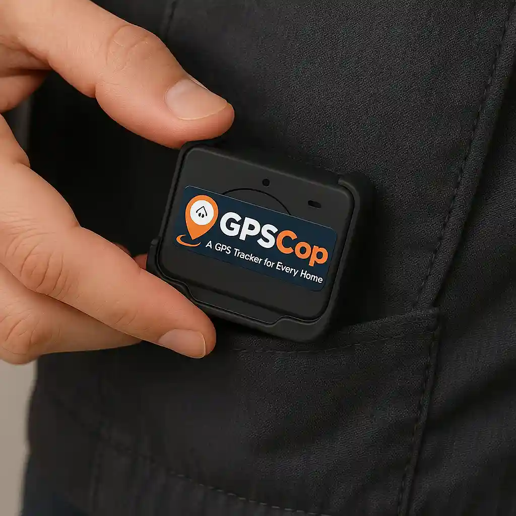GPS tracker being placed in a pocket