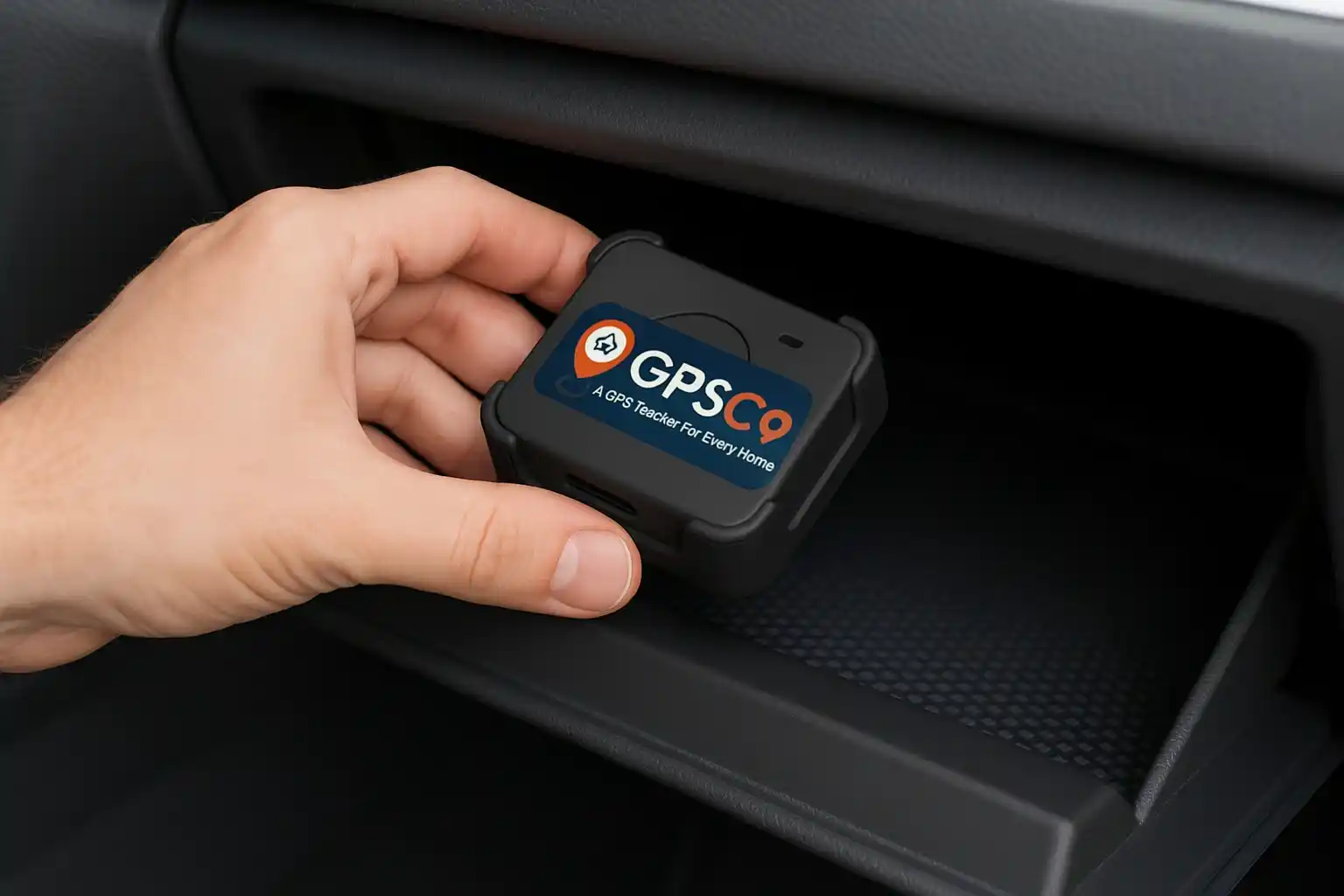 GPS tracker in car glove compartment